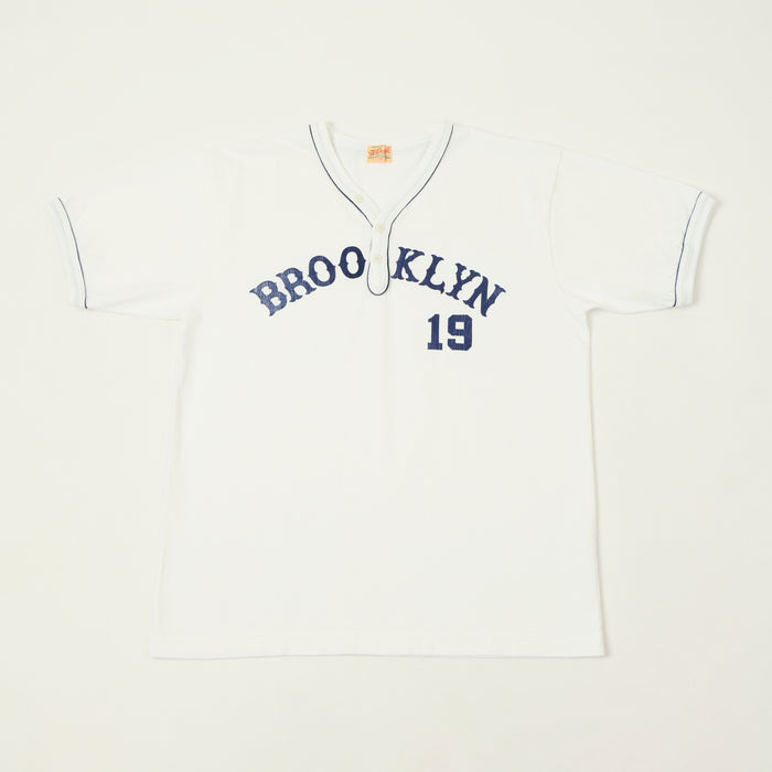 Whitesville 'Brooklyn' Baseball Henley T-Shirt - White
