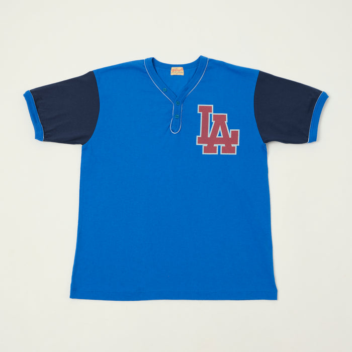 Whitesville 'Los Angeles' Baseball Henley T-Shirt - Royal Blue