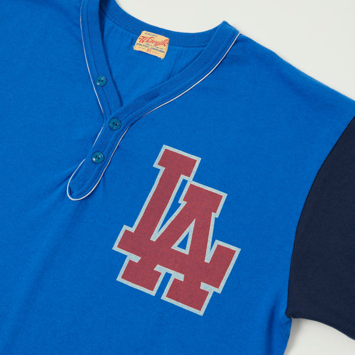 Whitesville 'Los Angeles' Baseball Henley T-Shirt - Royal Blue
