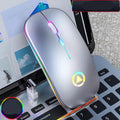 Wireless charging Bluetooth mouse by MANDOTOS with ergonomic design and sleek black finish, showing the mouse on a desk.