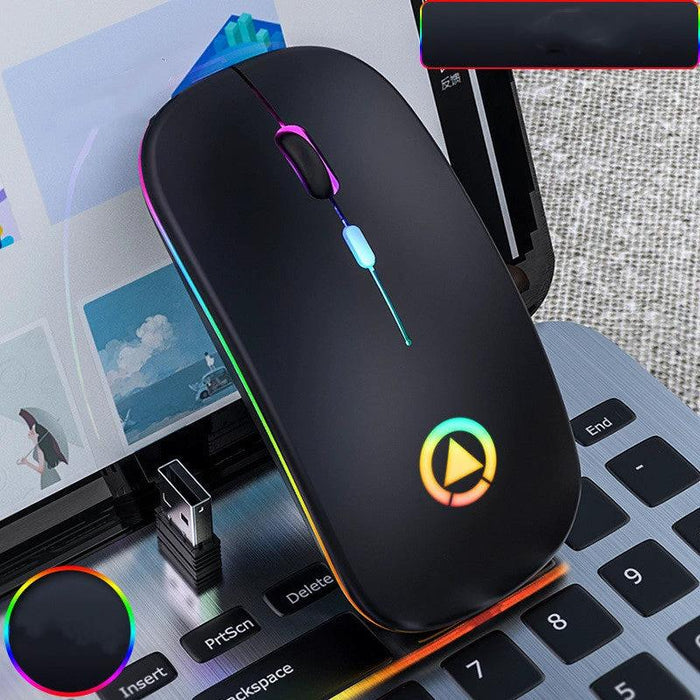 Wireless charging Bluetooth mouse by MANDOTOS with ergonomic design and smooth scrolling, ideal for comfortable computer use.