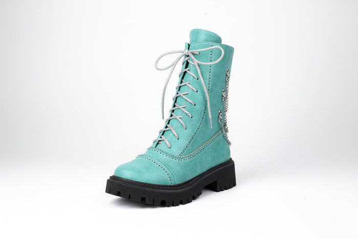 Women’s Chunky Heel Mid-Calf Dr. Style Boots – Large Size Fall & Winter Boot