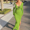Women's Design V-neck Lace-up Split Dress