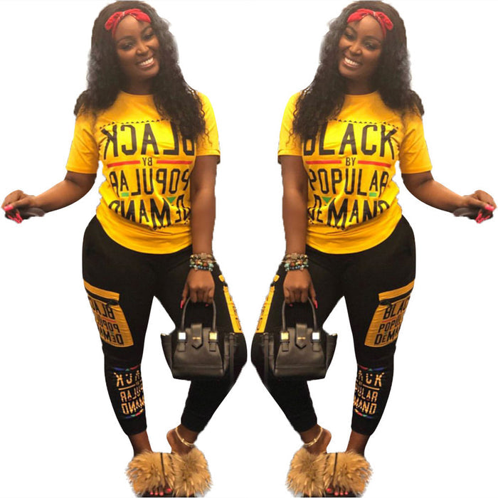 Women's Fashion Casual Letter Printed Pants Suit
