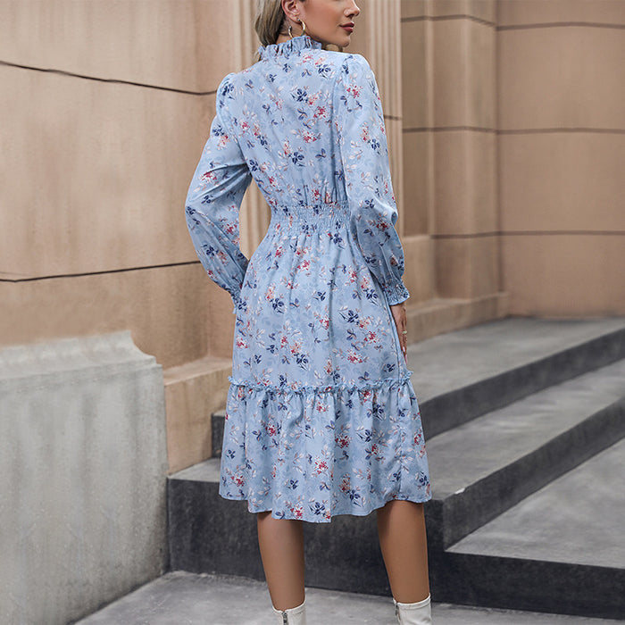Women's Fashion Casual Long Sleeve Floral Dress