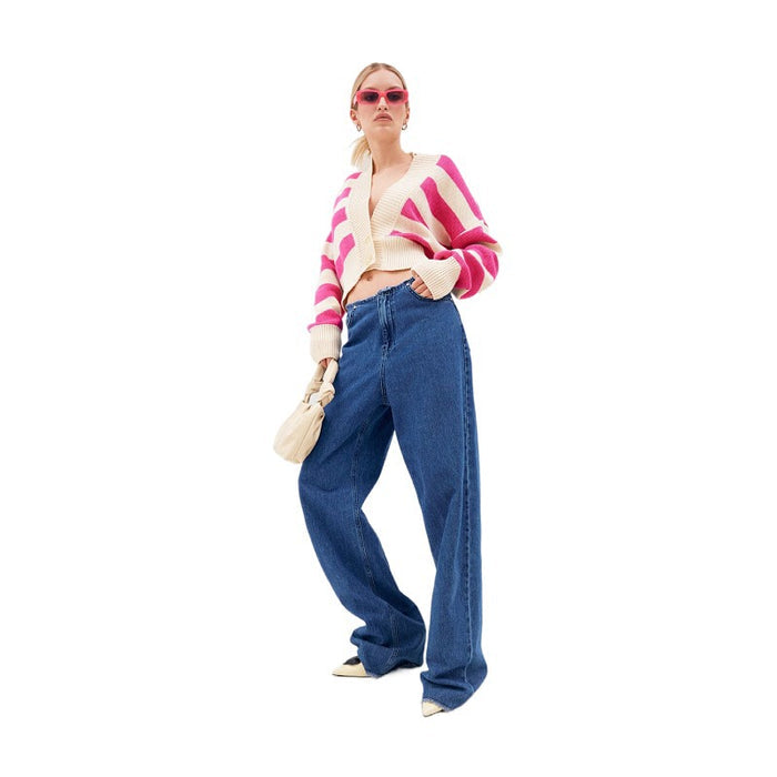 Women's Fashion Color Clash Loose Knit Cardigan