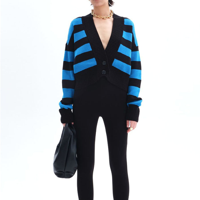 Women's Fashion Color Clash Loose Knit Cardigan