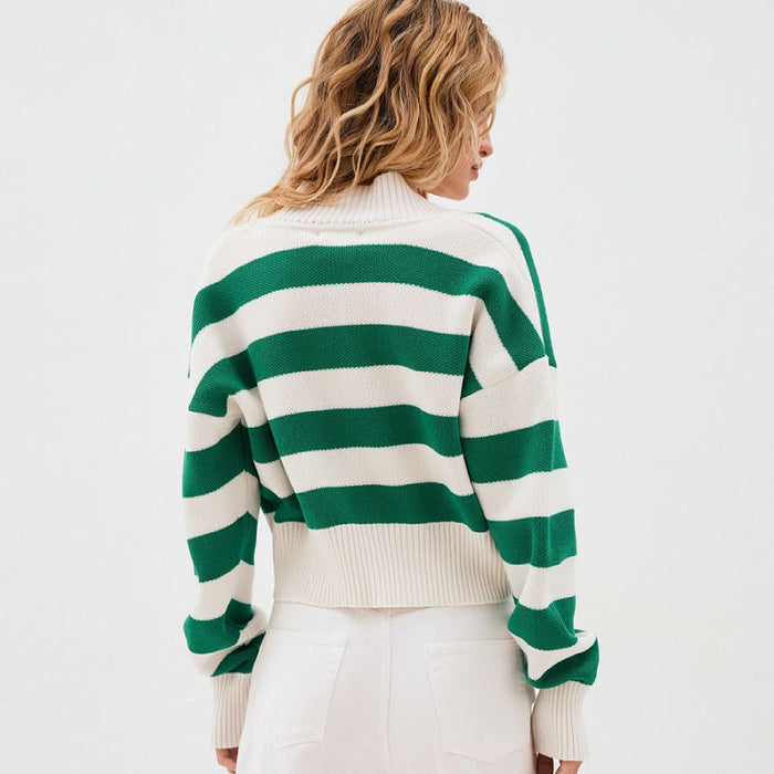 Women's Fashion Color Clash Loose Knit Cardigan