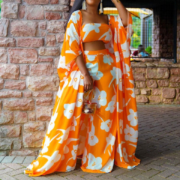 Women's Fashion Wide-leg Pants Three-piece Suit