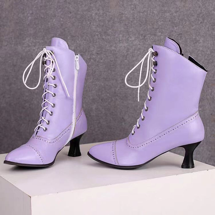 Women’s High Heel Martin Boots – British Style Motorcycle Fashion