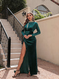 Women's Korean Velvet High Neck Evening Dress