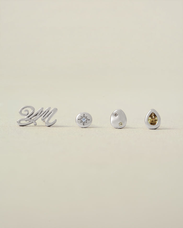 YVIS Button Brass Stud Earrings Set - FUNDAMENTAL Mitr X YVIS