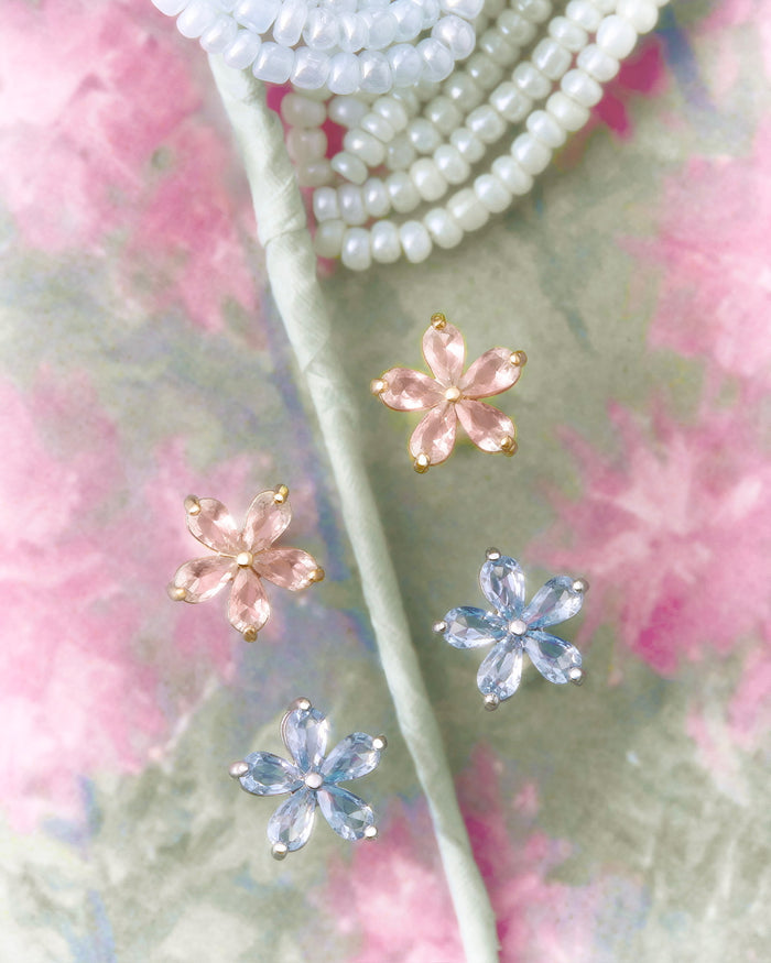 YVIS Charming Fleur Brass Stud Earrings - Posy Collection