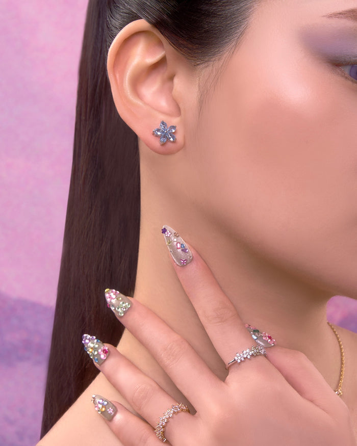 YVIS Charming Fleur Brass Stud Earrings - Posy Collection