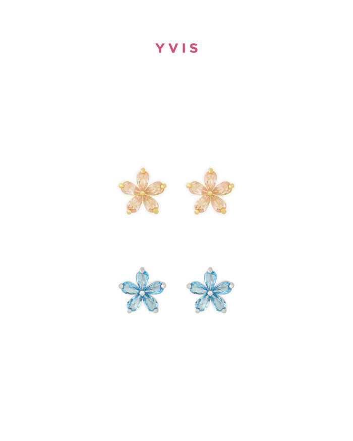 YVIS Charming Fleur Brass Stud Earrings - Posy Collection