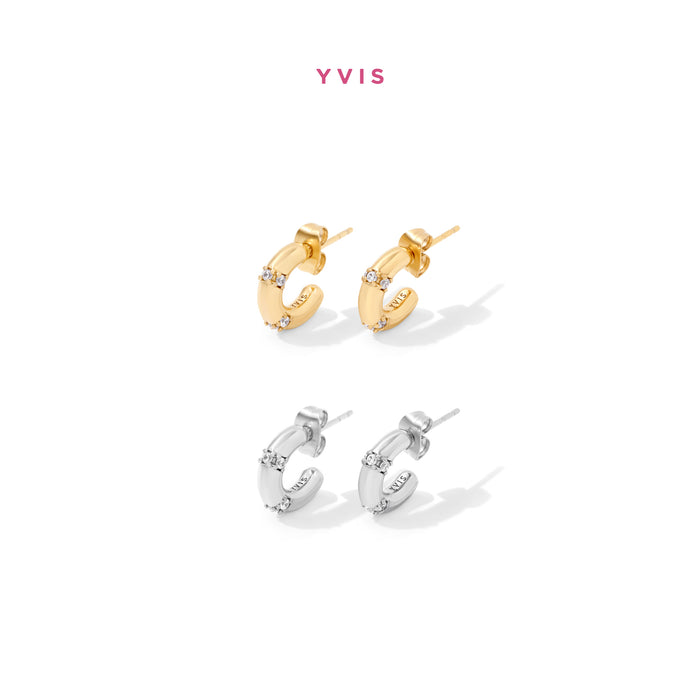 YVIS Double Gem Stainless Stud Earrings - Waterproof Collection