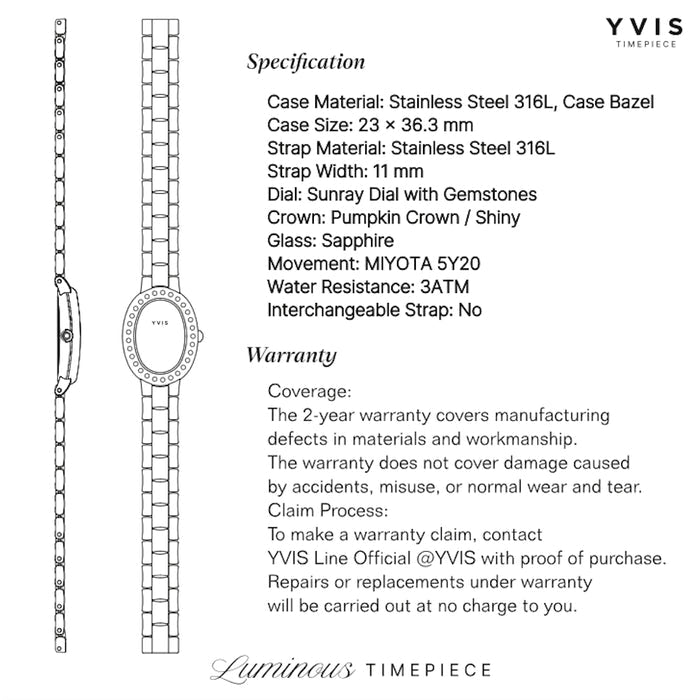 YVIS Lady Prim Luminious Timepiece (Stainless Steel) - YVIS X FABRIQUE