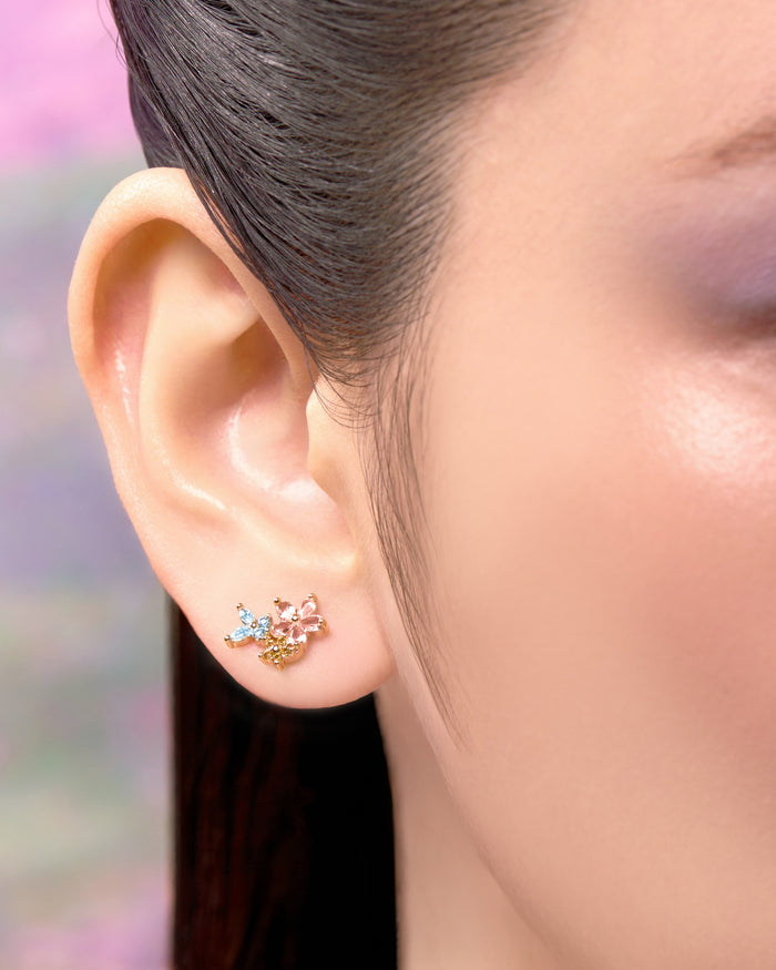 YVIS Reverie Brass Stud Earrings - Posy Collection