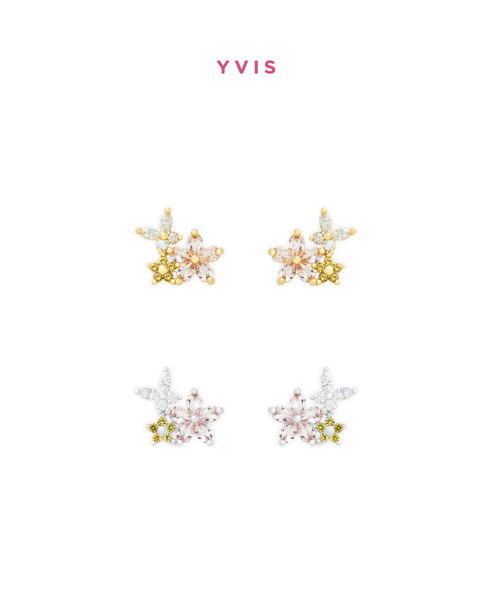YVIS Reverie Brass Stud Earrings - Posy Collection