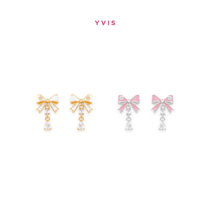 YVIS Ruban Blanc Brass Stud Earrings - Swanlake Collection