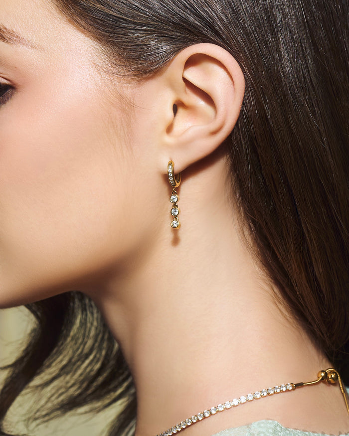 YVIS Trinity Bezel Stainless Steel Hoop Earrings - YVIS X FABRIQUE