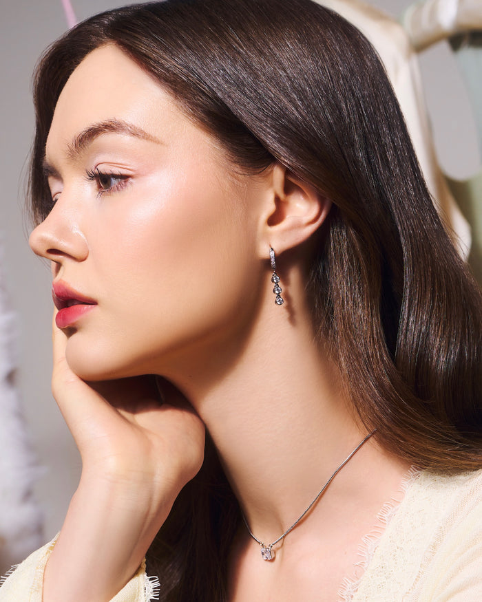 YVIS Trinity Bezel Stainless Steel Hoop Earrings - YVIS X FABRIQUE